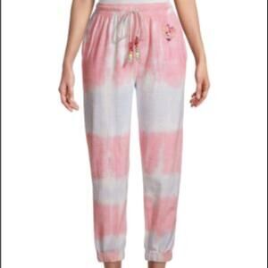 LoveShackFancy Pink and White Tie-Dye Joggers